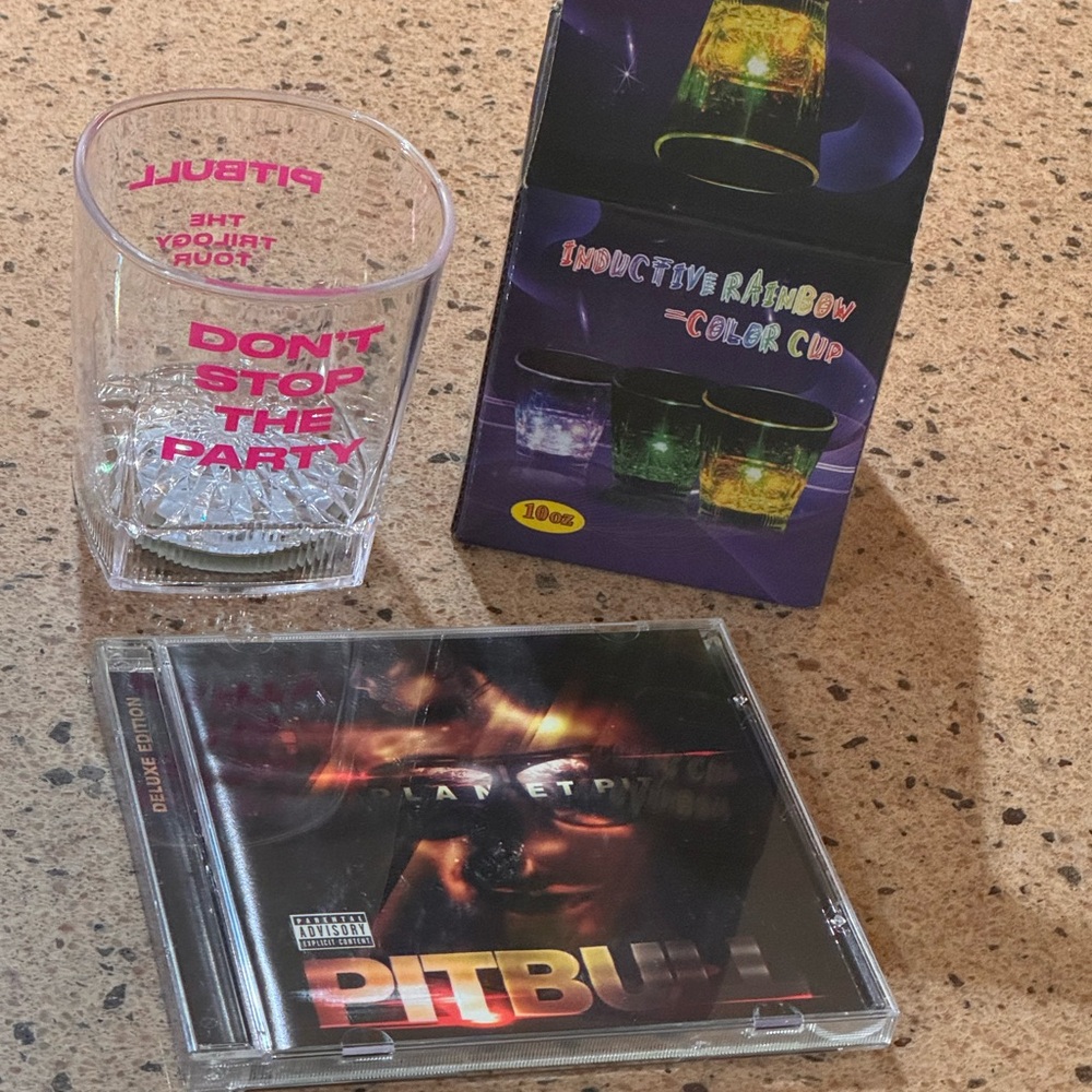 Pitbull CD and light up tour shot glass
